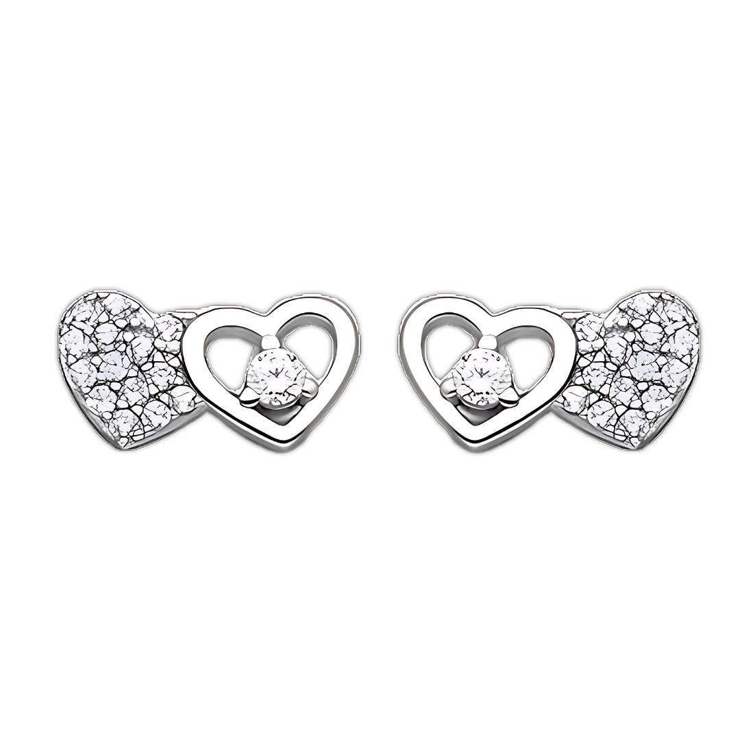 jewelaus Earrings Silver Double Heart Earrings