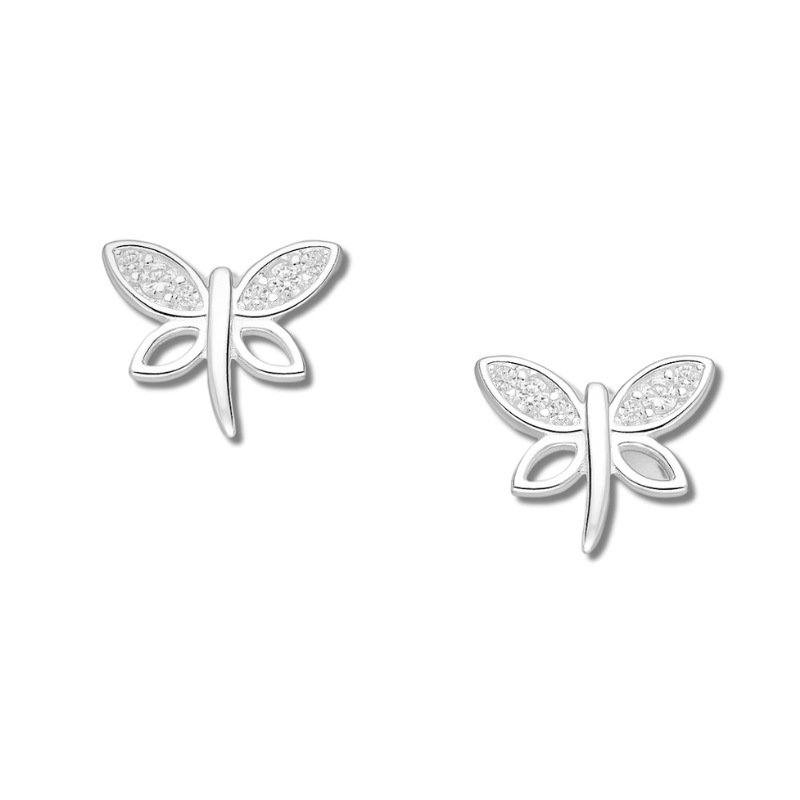 jewelaus Earrings Silver Dragonfly Earrings