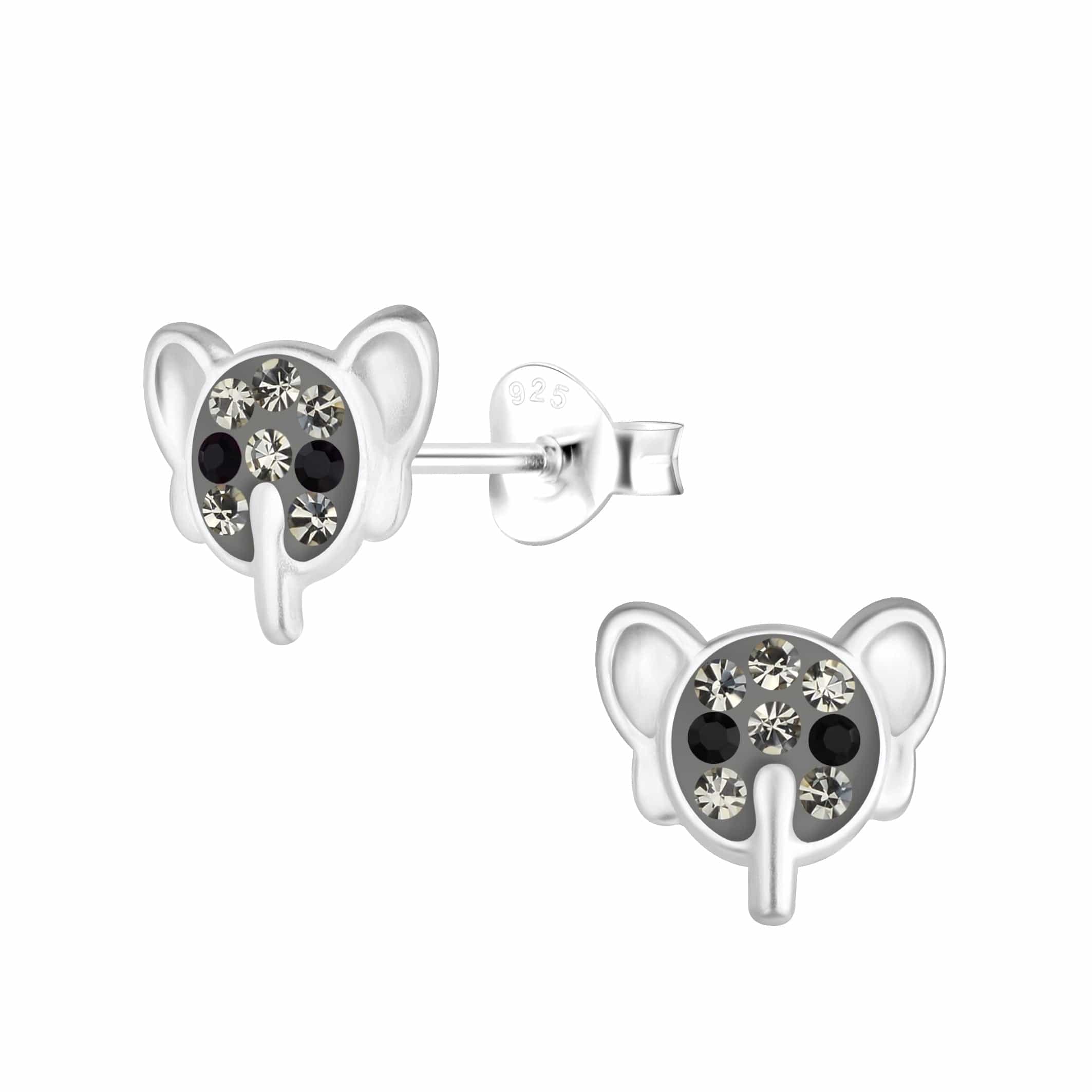 jewelaus Earrings Silver Elephant Stud Earrings