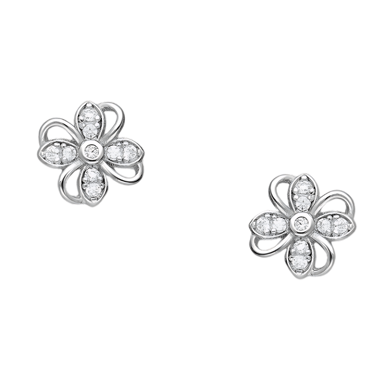 jewelaus Earrings Silver Flower Earrings