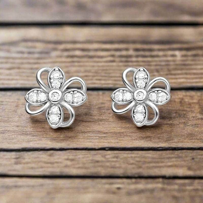 jewelaus Earrings Silver Flower Earrings