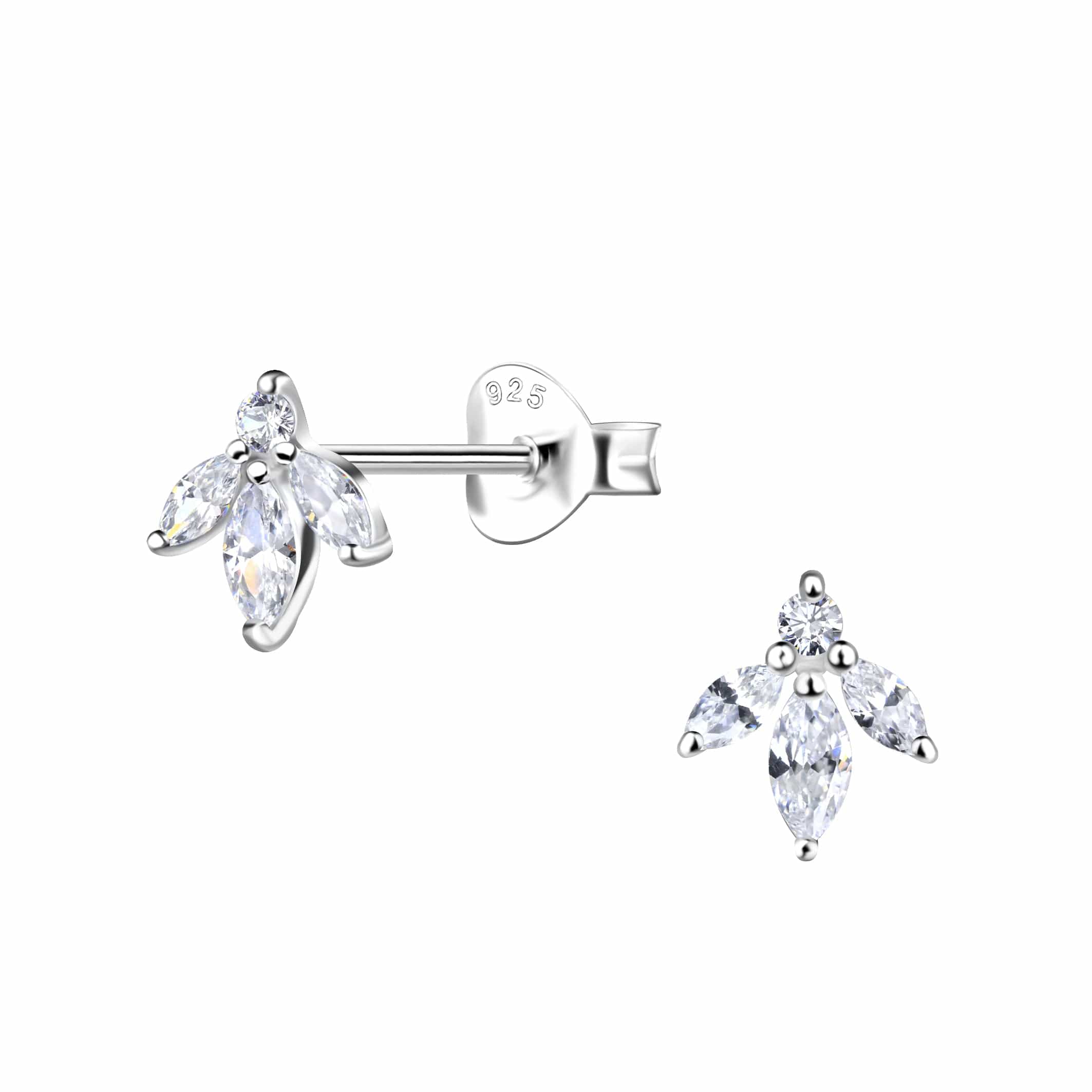 jewelaus Earrings Silver Flower Stud Earrings