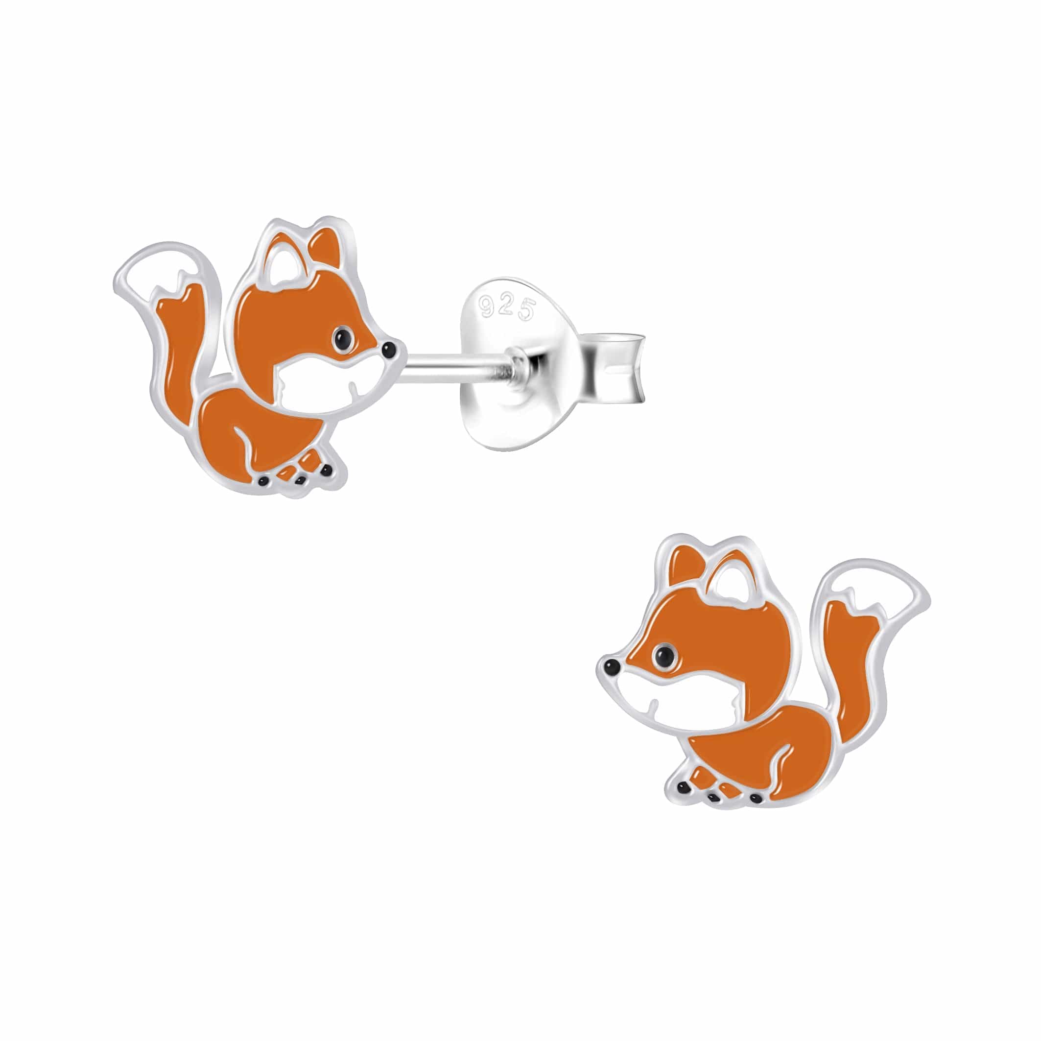 jewelaus Earrings Silver Fox Stud Earrings
