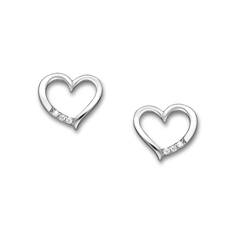 jewelaus Earrings Silver Heart Earrings