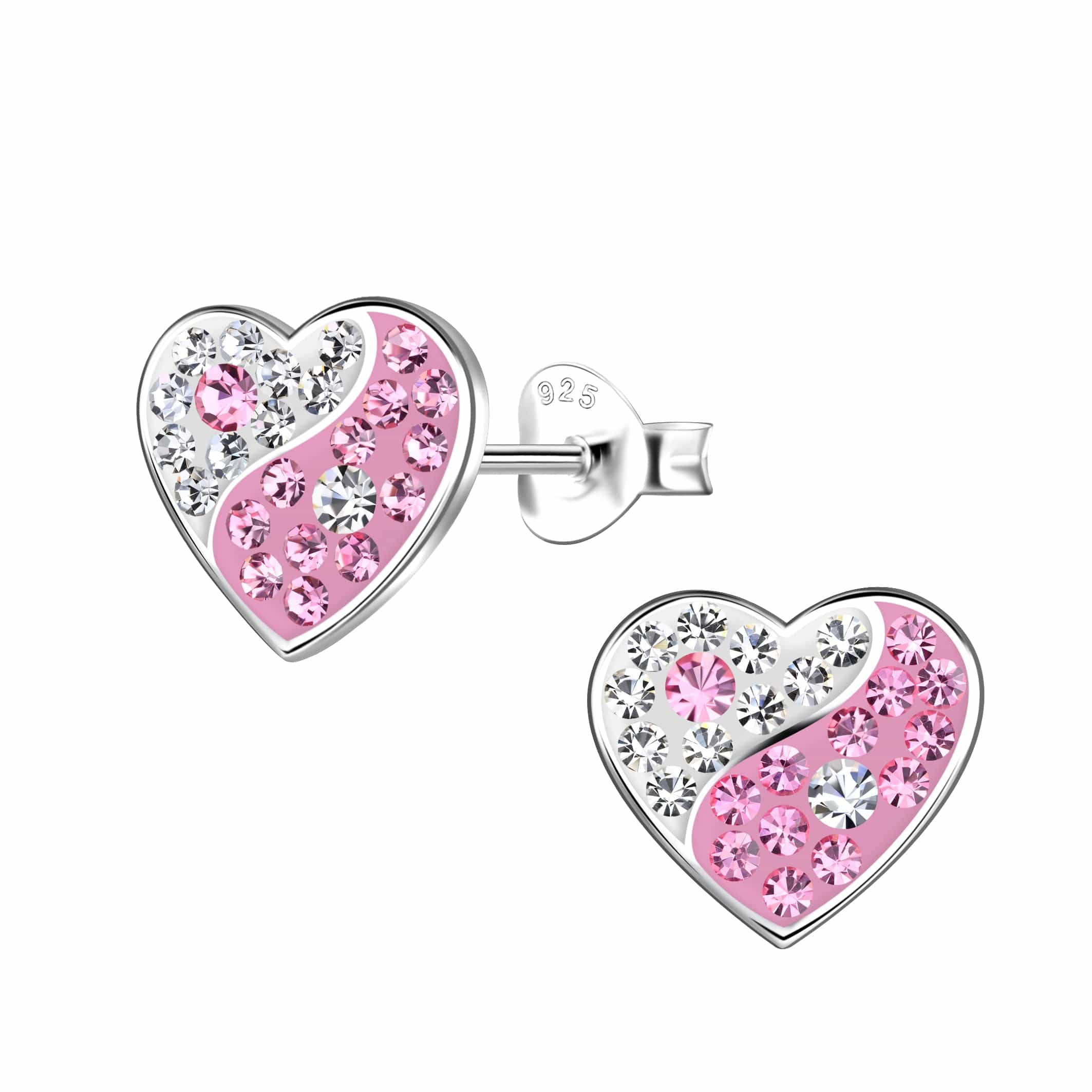 jewelaus Earrings Silver Heart Yin Yang Stud Earrings
