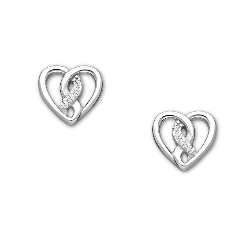 jewelaus Earrings Silver Infinity Heart Earrings