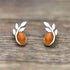 jewelaus Earrings Silver Leaf Baltic Amber Earrings