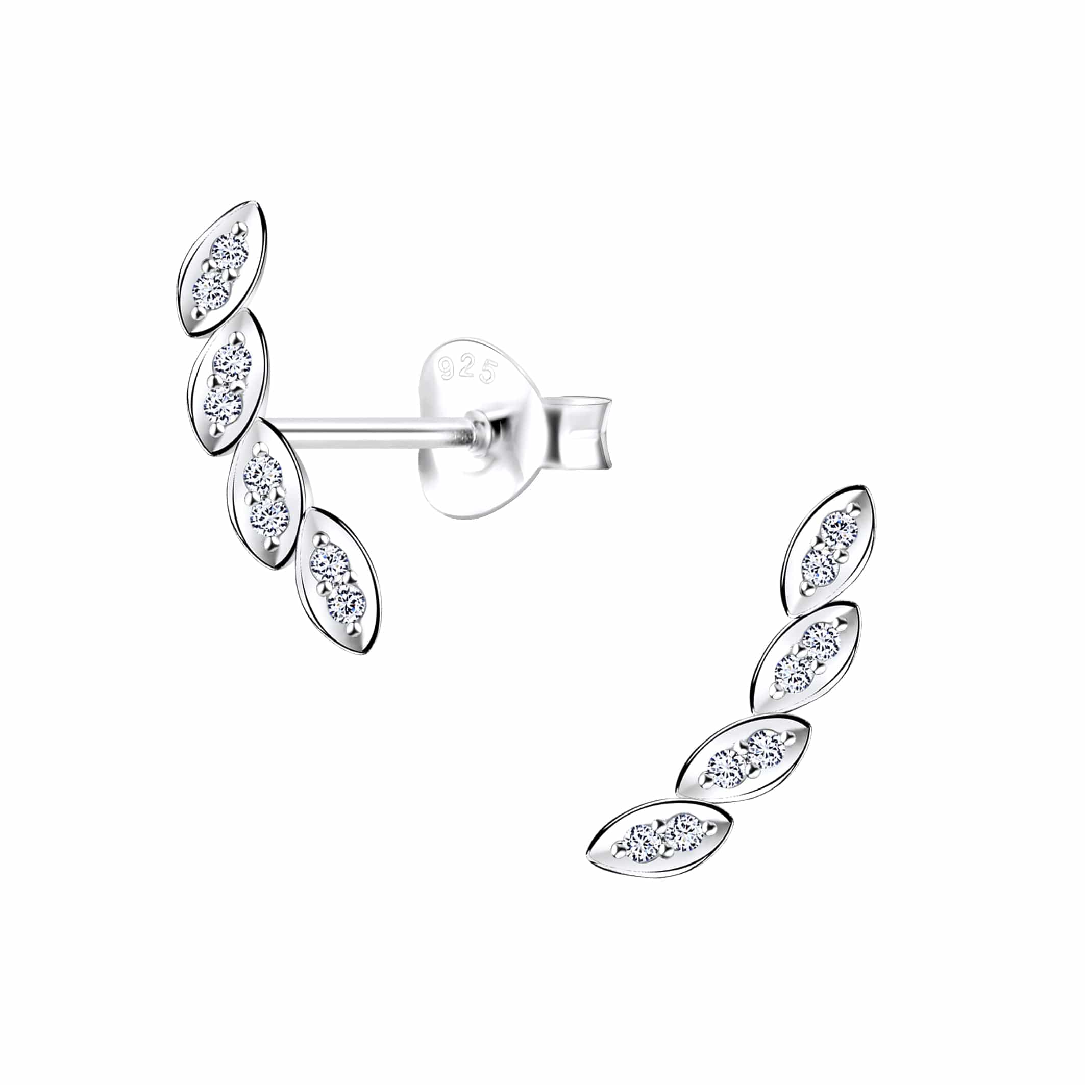 jewelaus Earrings Silver Leaf Stud Earrings