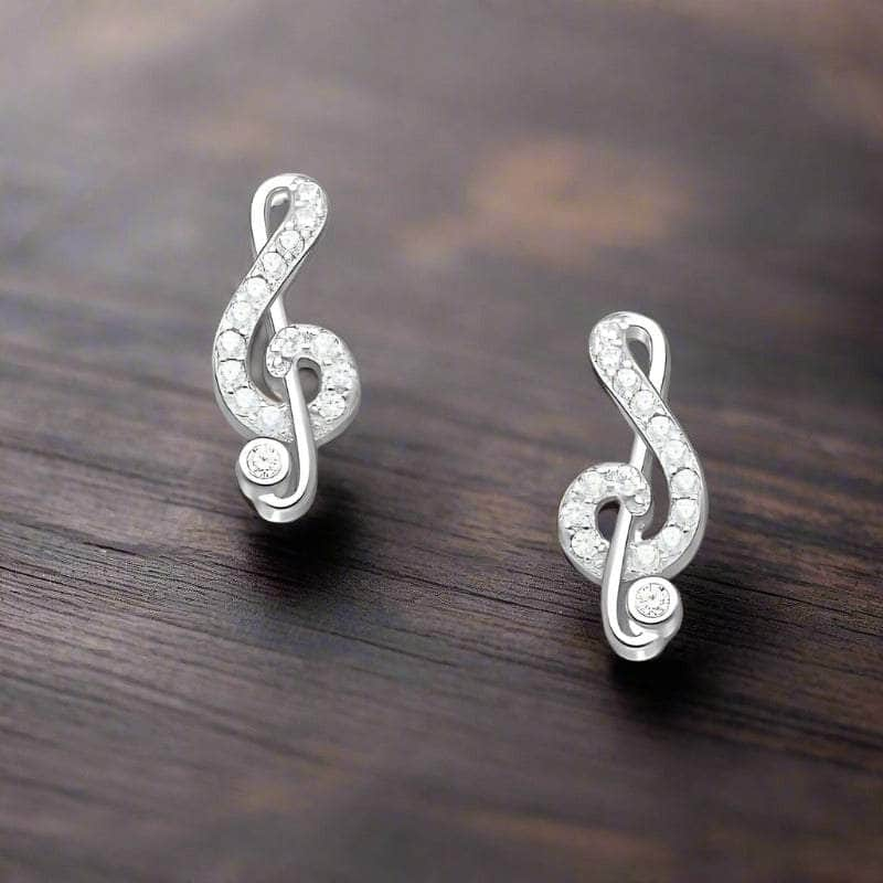 jewelaus Earrings Silver Music Notes Earrings