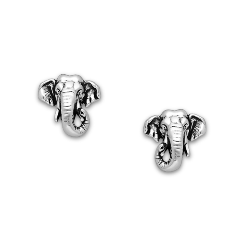 jewelaus Earrings Silver Oxidized Elephant Earrings