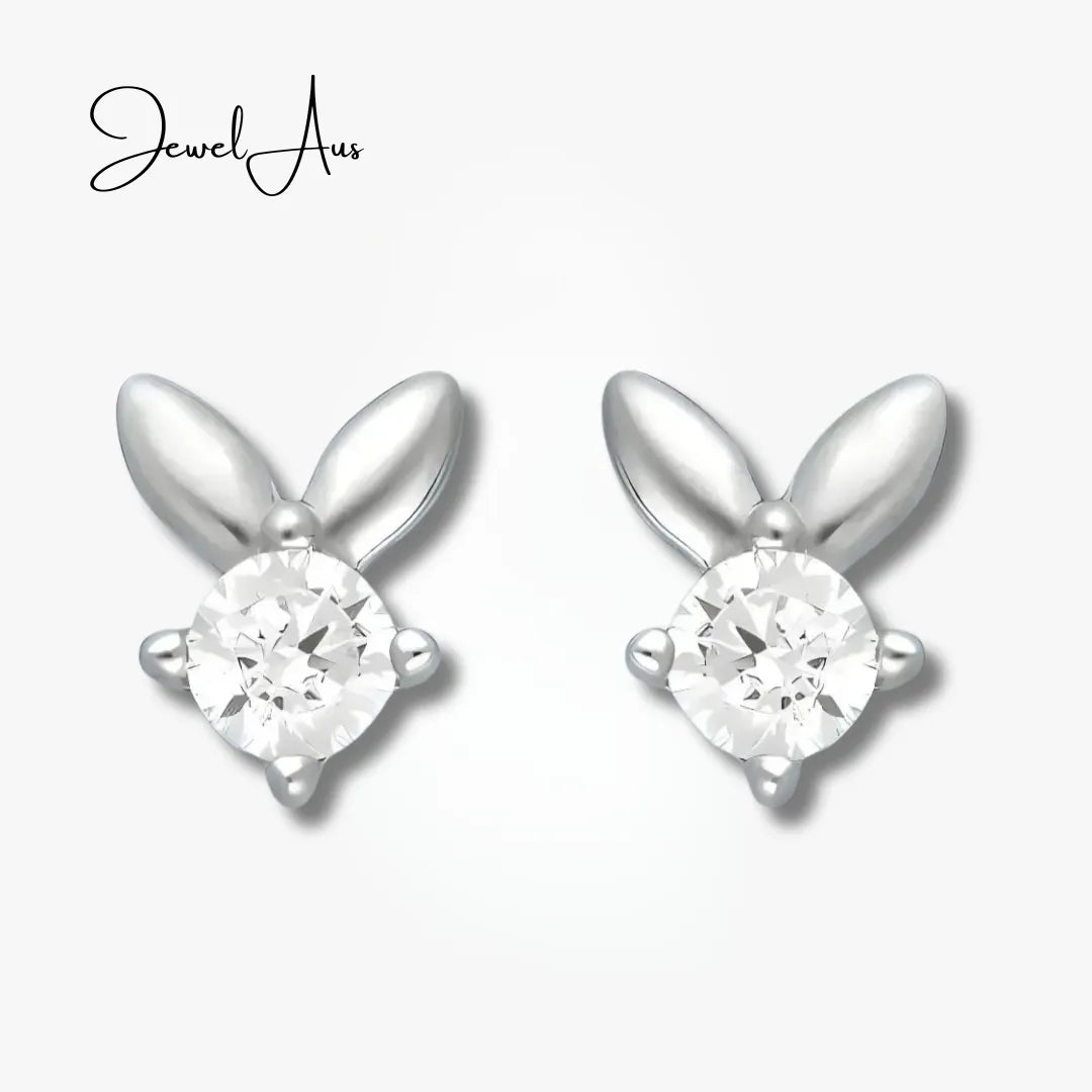 jewelaus Earrings Silver Rabbit Gem Earrings