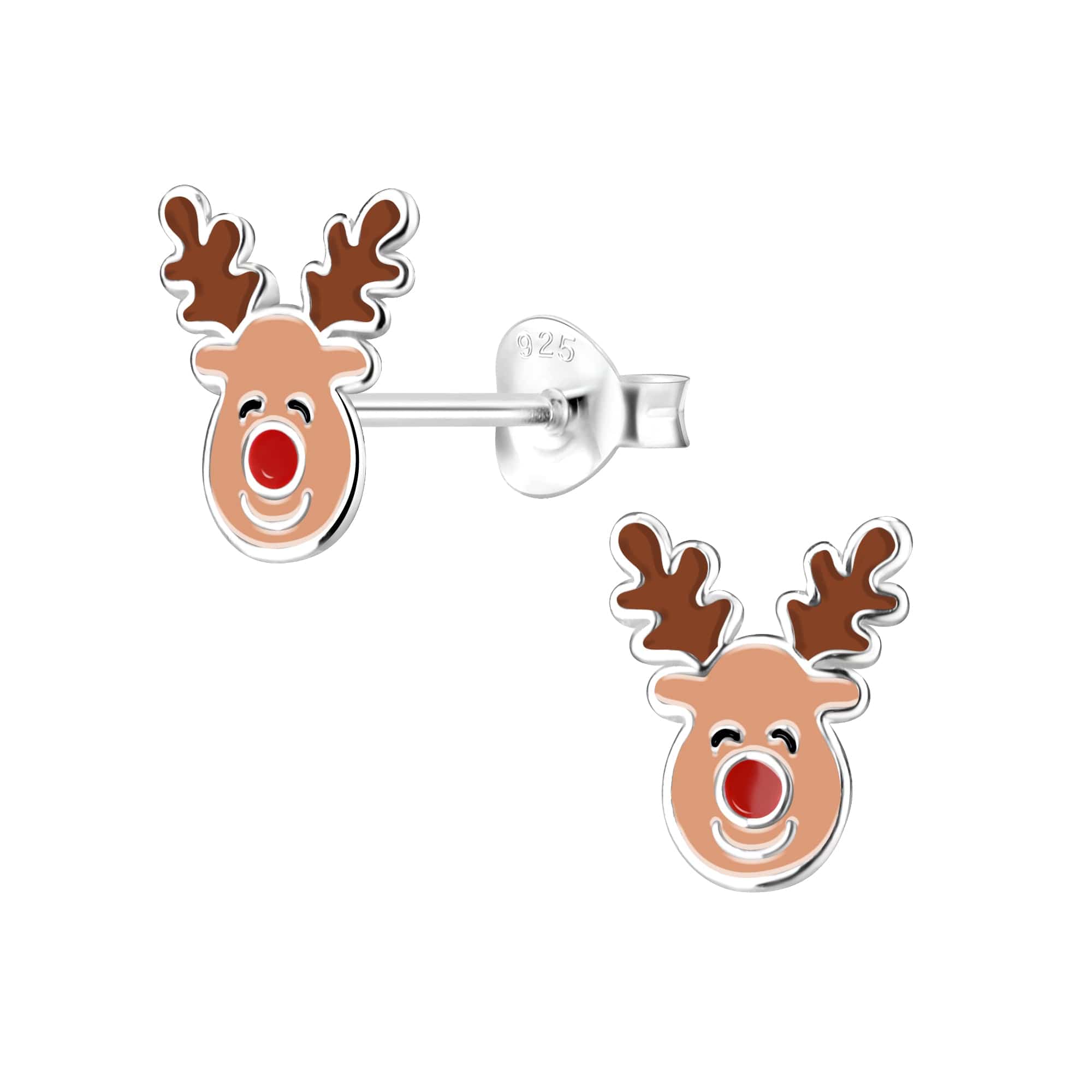 jewelaus Earrings Silver Reindeer Stud Earrings