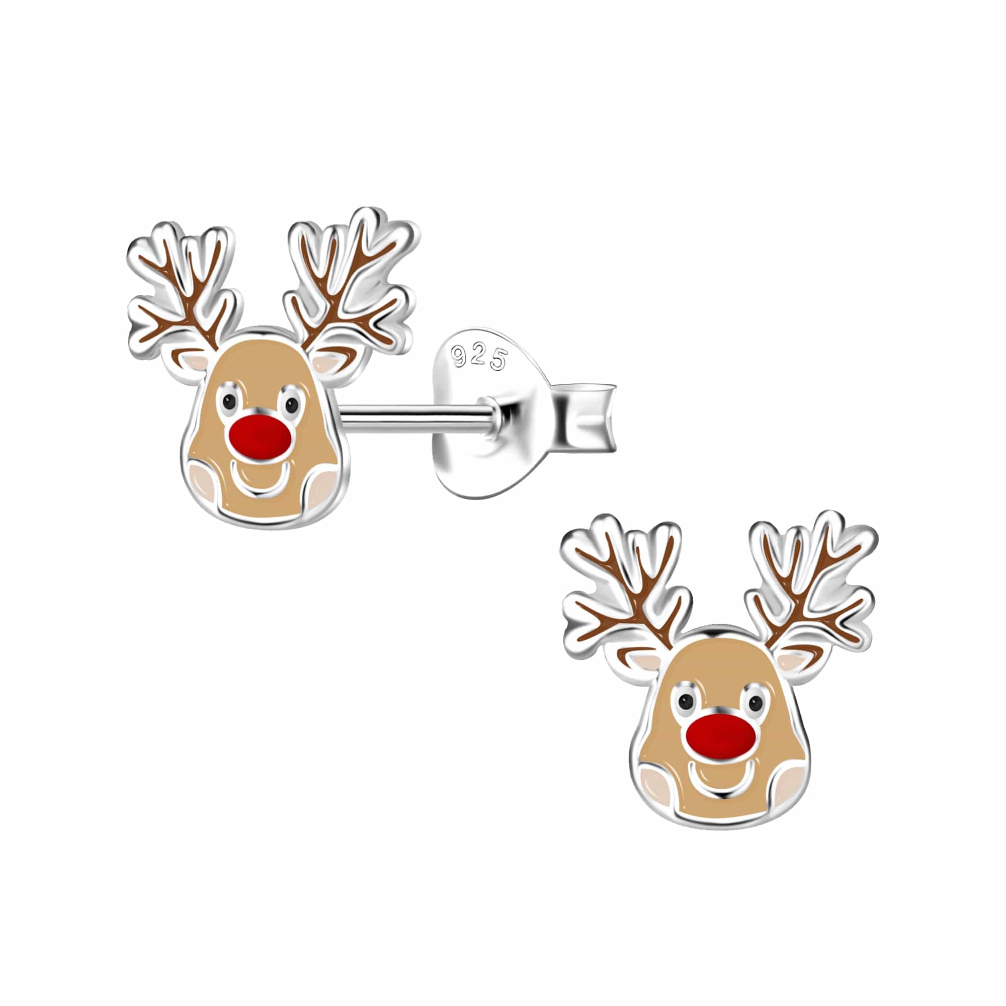 jewelaus Earrings Silver Reindeer Stud Earrings