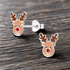 jewelaus Earrings Silver Reindeer Stud Earrings