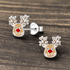 jewelaus Earrings Silver Reindeer Stud Earrings