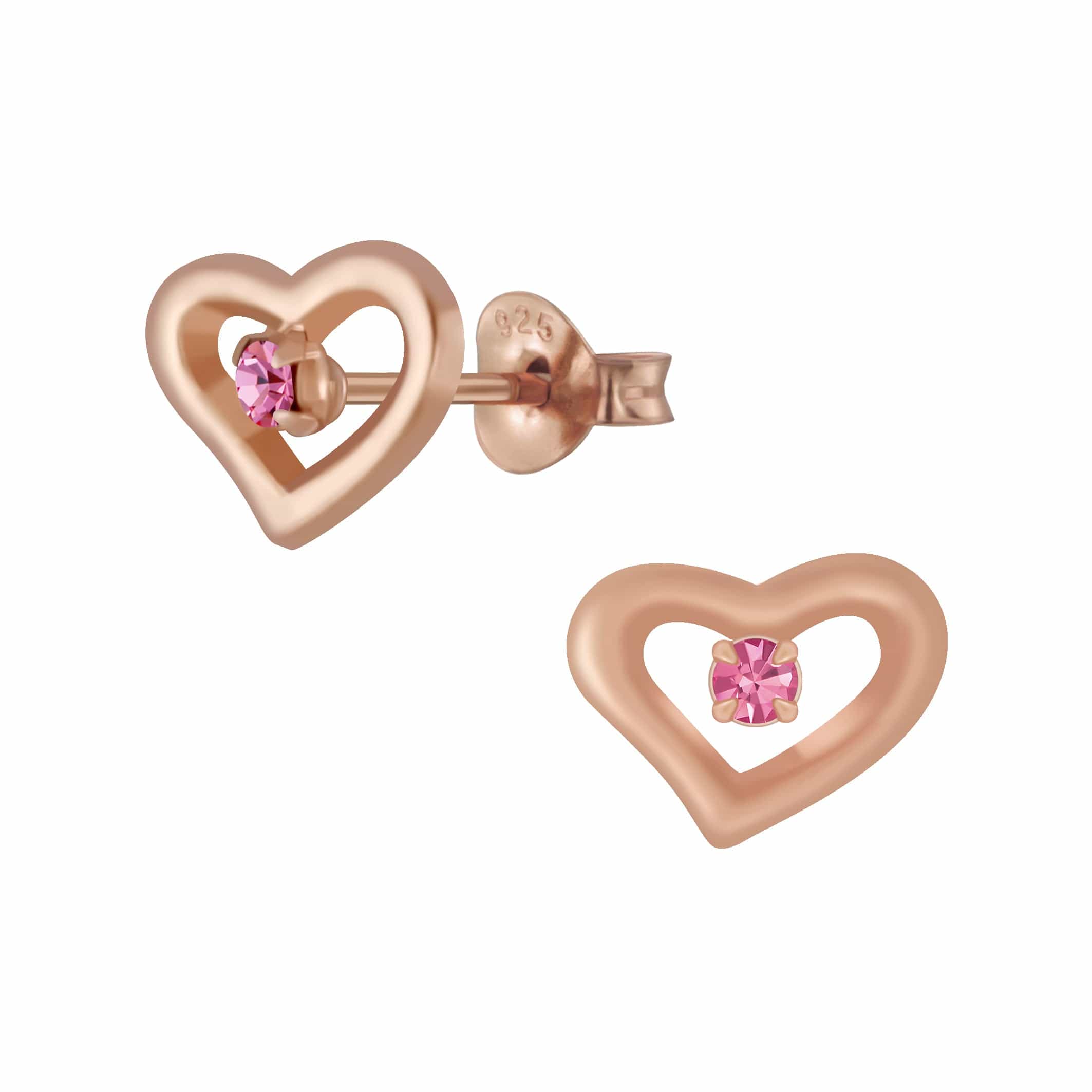 jewelaus Earrings Silver Rose Heart Stud Earring