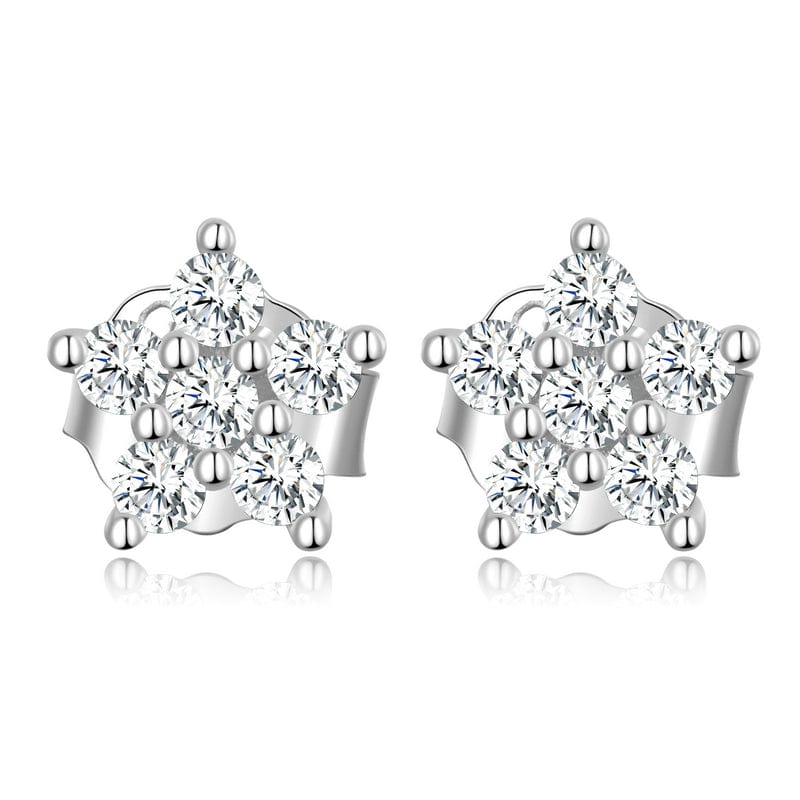 jewelaus Earrings Silver Star Stud Earrings