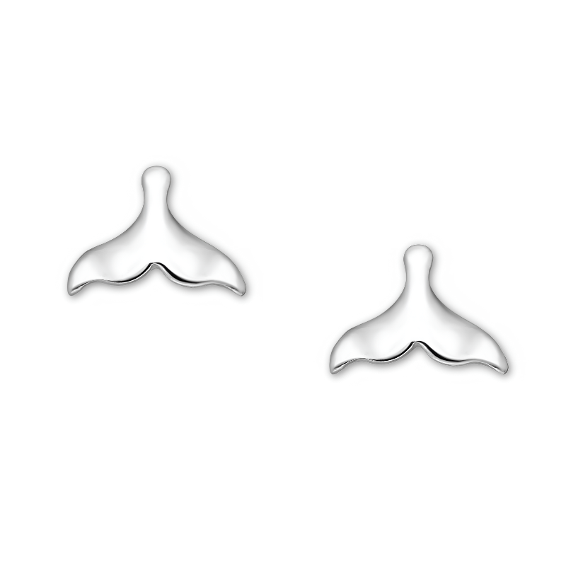 jewelaus Earrings Silver Whale Tail Earrings