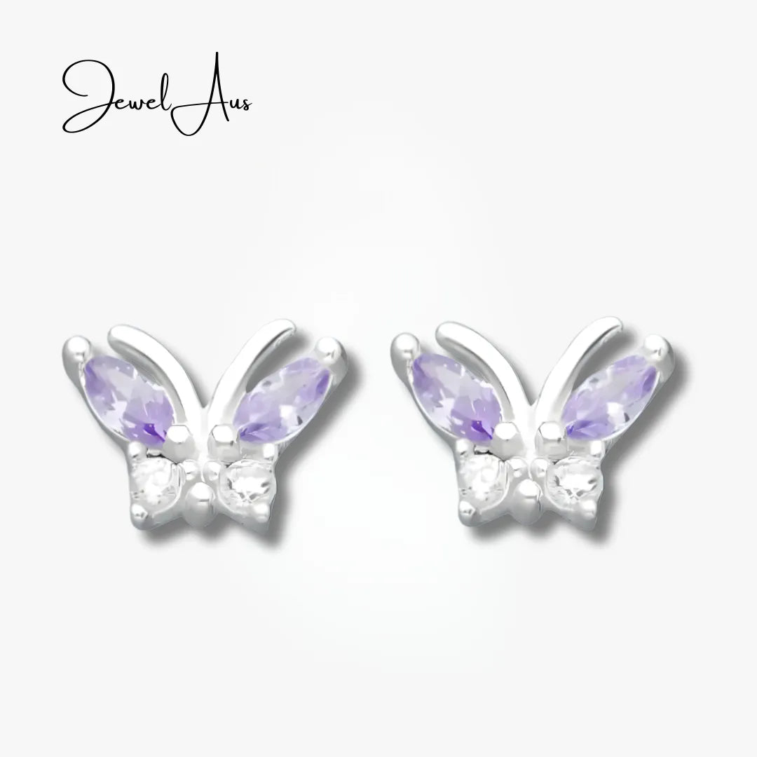 jewelaus Earrings Small Purple Butterfly Earrings