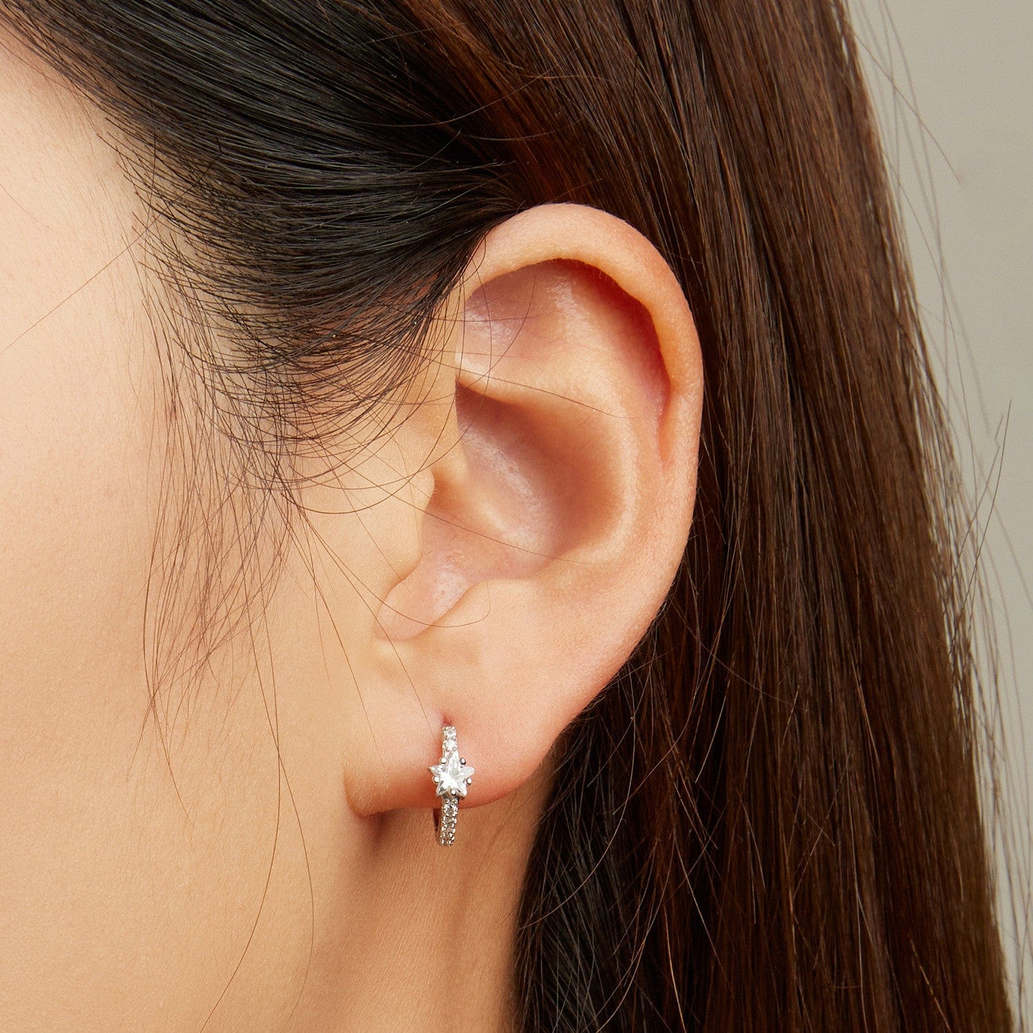 jewelaus Earrings Star Gem Hoop Earrings