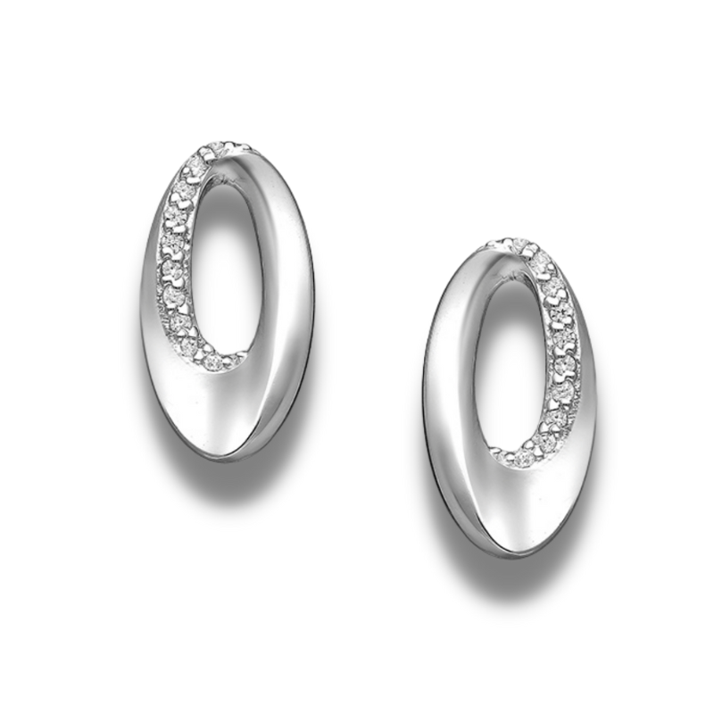 jewelaus Earrings Sterling Silver Abstract Oval Earrings