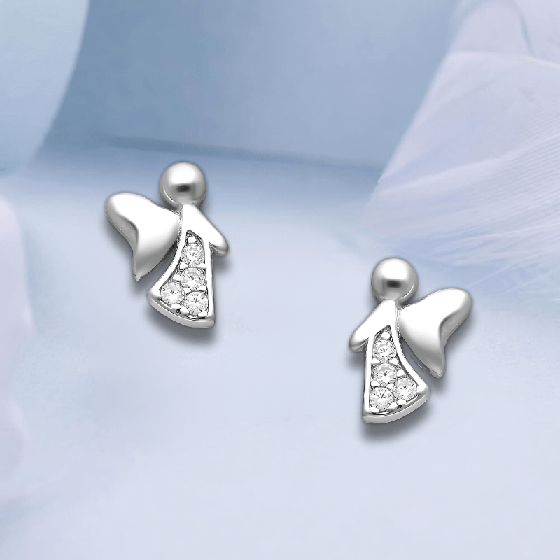 jewelaus Earrings Sterling Silver Angel Earrings