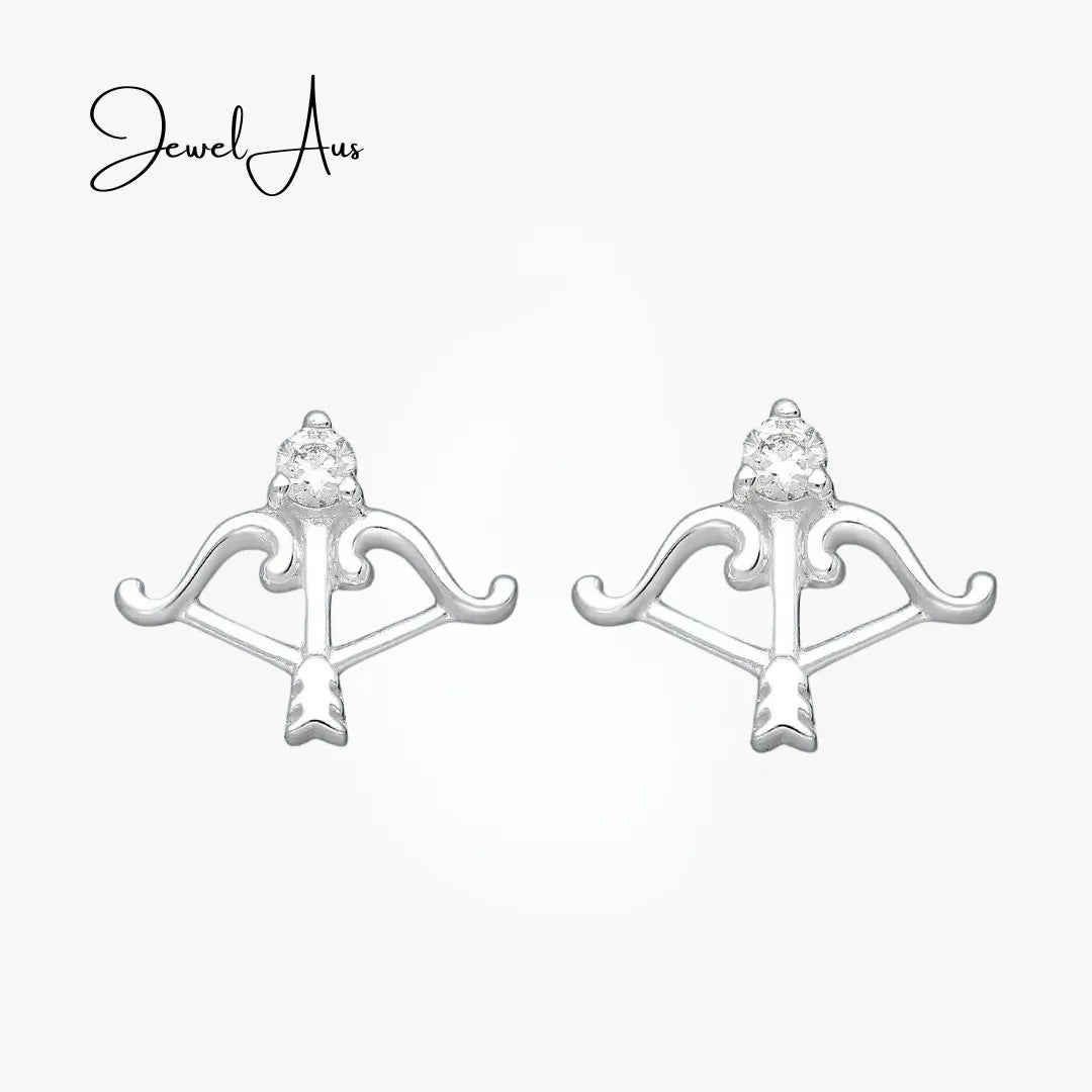 jewelaus Earrings Sterling Silver Arrow and Bow Earrings