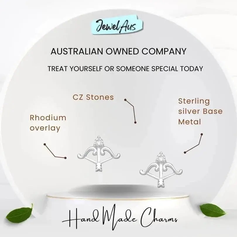 jewelaus Earrings Sterling Silver Arrow and Bow Earrings