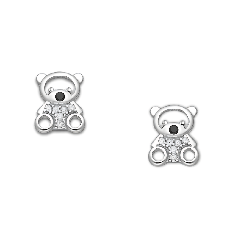 jewelaus Earrings Sterling Silver Bear Earrings