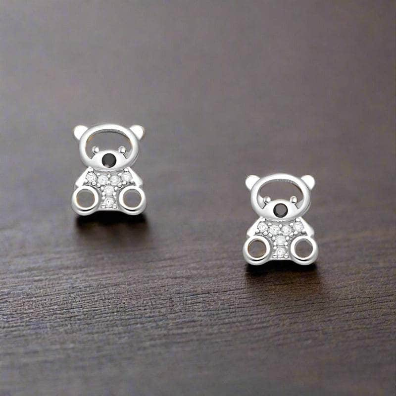 jewelaus Earrings Sterling Silver Bear Earrings