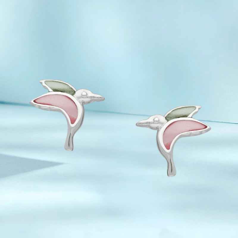 jewelaus Earrings Sterling Silver Bird Shell Earrings