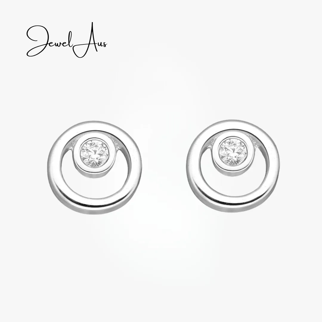 jewelaus Earrings Sterling Silver CZ Simulated Diamond Earrings