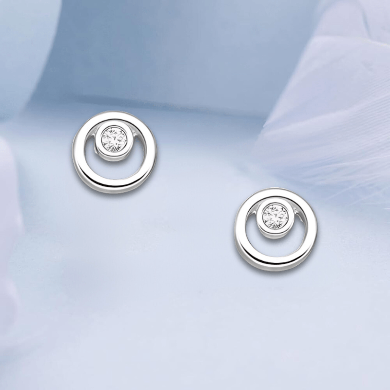 jewelaus Earrings Sterling Silver CZ Simulated Diamond Earrings