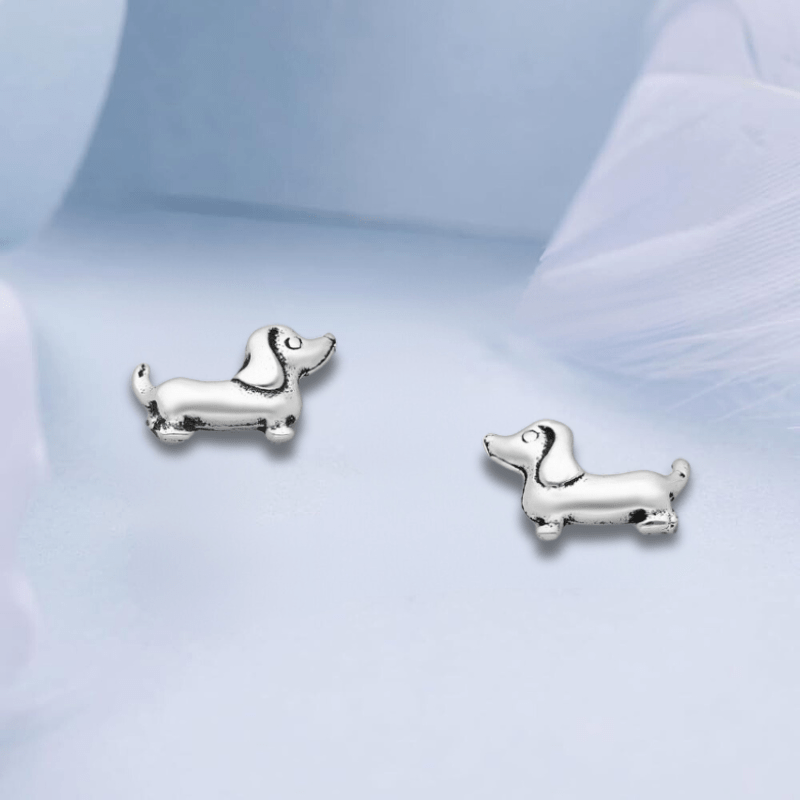 jewelaus Earrings Sterling Silver Dog Earrings