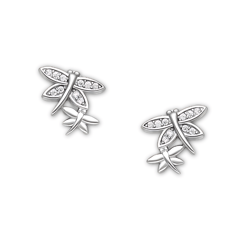 jewelaus Earrings Sterling Silver Dragonfly Earrings