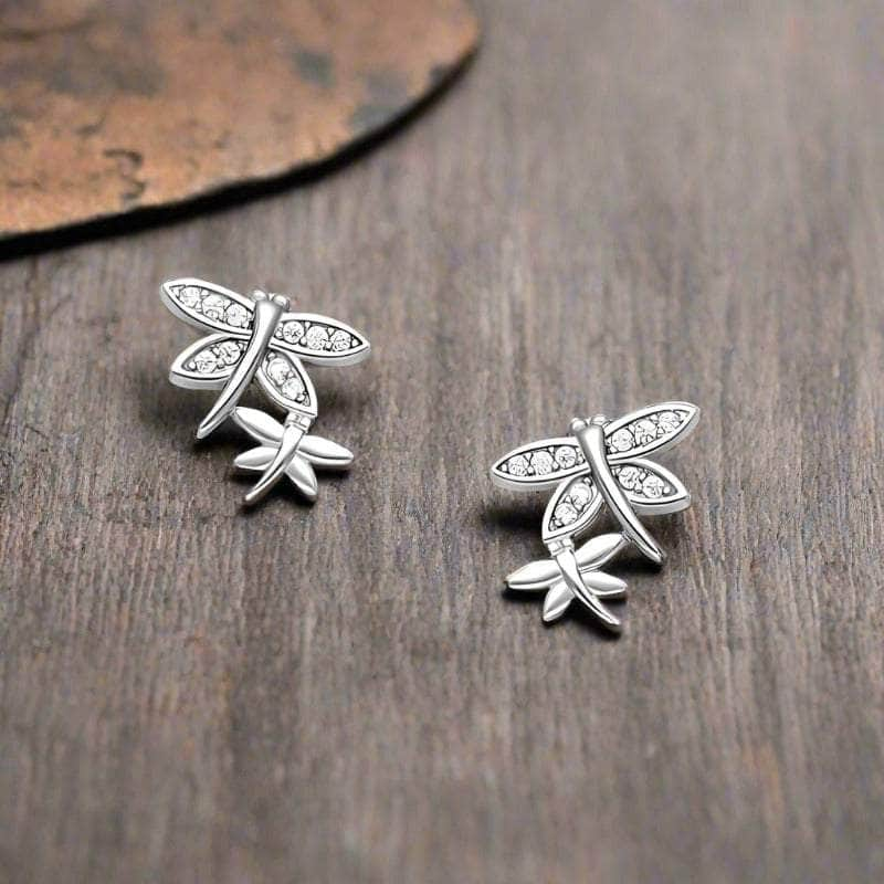 jewelaus Earrings Sterling Silver Dragonfly Earrings