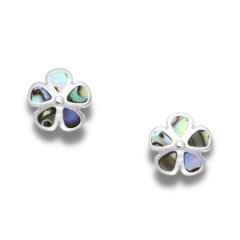 jewelaus Earrings Sterling Silver Flower Abalone Earrings