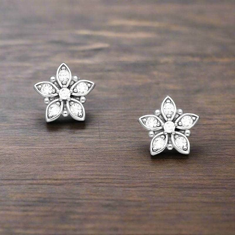 jewelaus Earrings Sterling Silver Flower Earrings