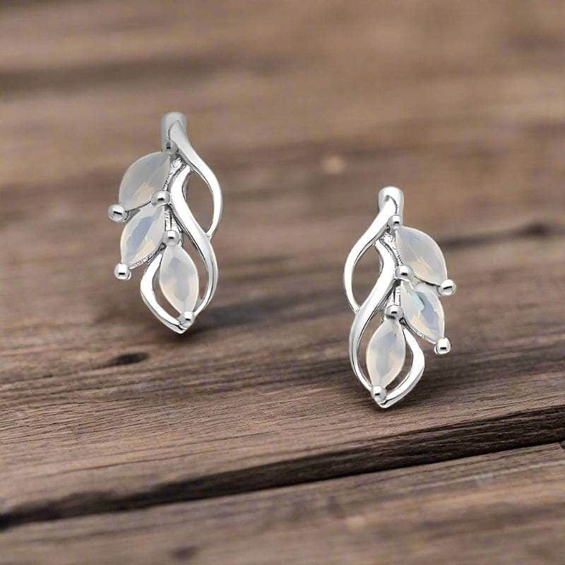 jewelaus Earrings Sterling Silver Leaf Earrings