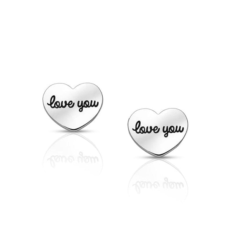 jewelaus Earrings Sterling Silver "love you" Earrings