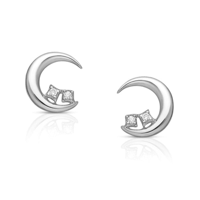 jewelaus Earrings Sterling Silver Moon Earrings
