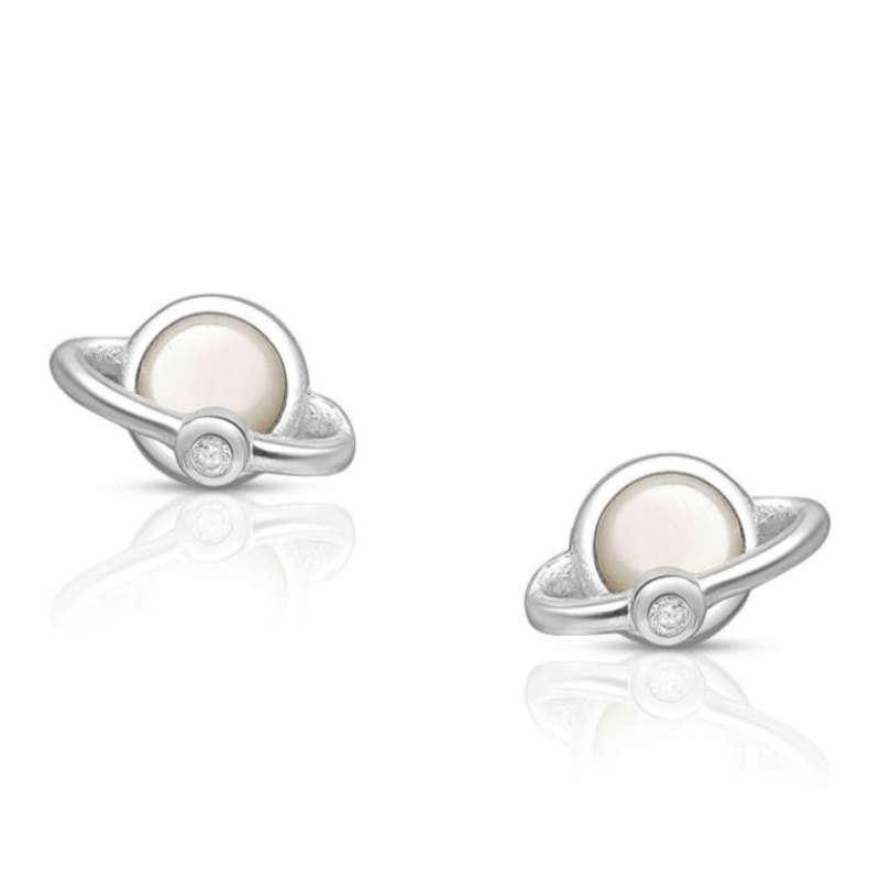 jewelaus Earrings Sterling Silver Shell Saturn Earrings
