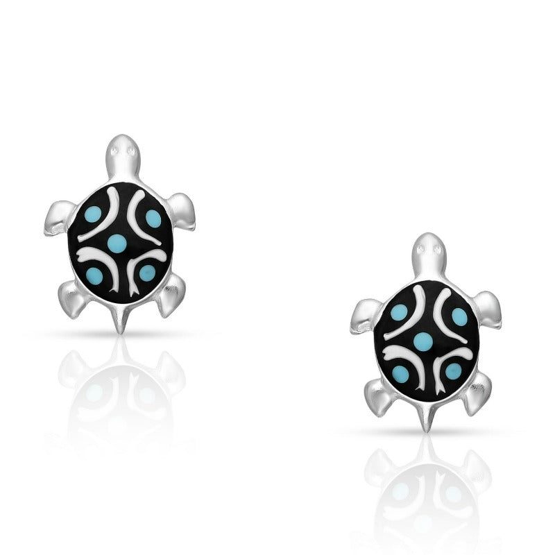 jewelaus Earrings Sterling Silver Shell Turtle Earrings