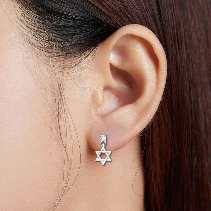 jewelaus Earrings Sterling Silver Star of David Earrings