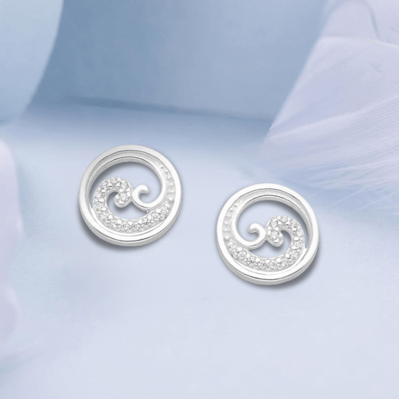 jewelaus Earrings Sterling Silver Wave Earrings