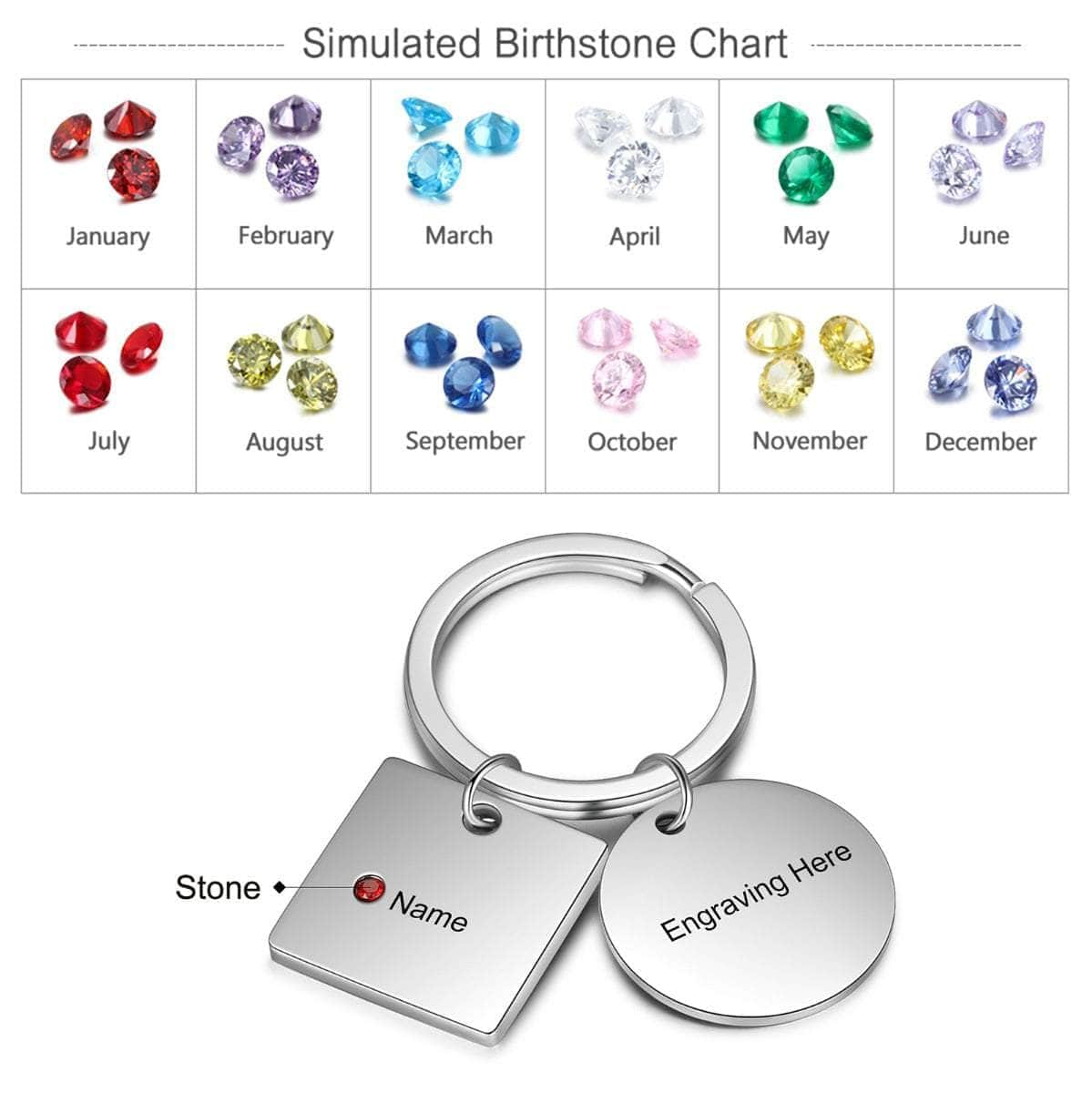 jewelaus Keychain 1 Stainless Steel Birthtsone Keychain