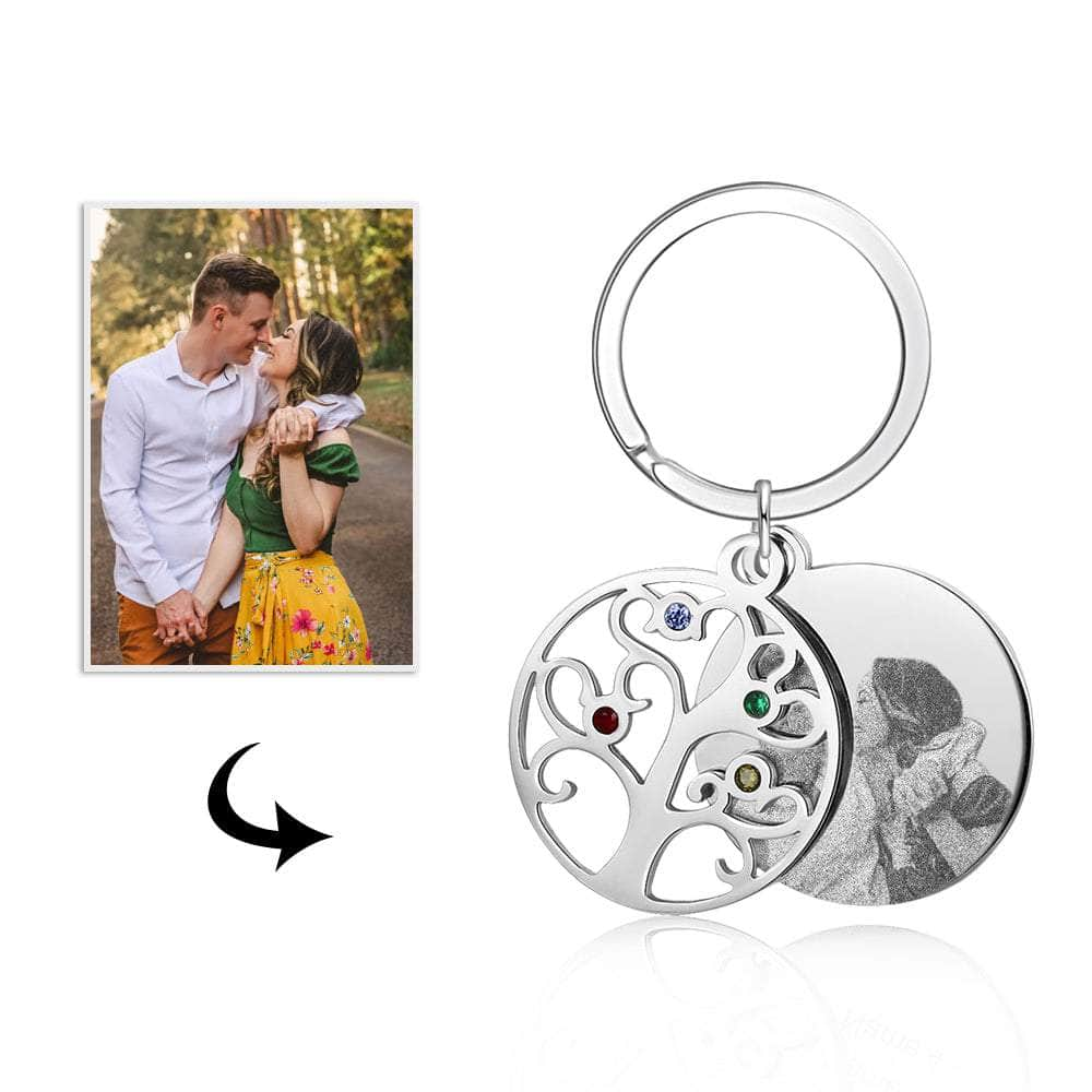 jewelaus Keychain Birthstone Stainless Steal Photo Keychain