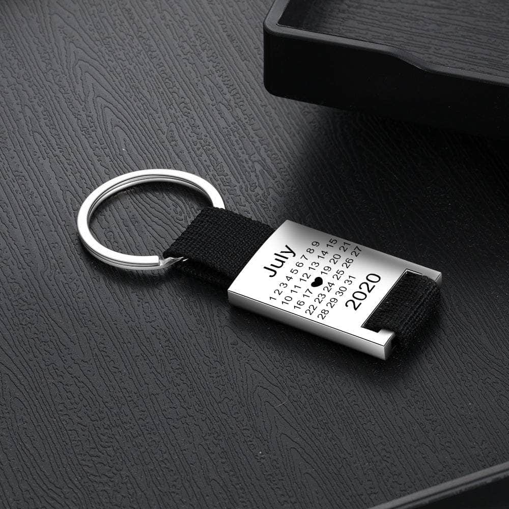 jewelaus Keychain Black / Custom Calendar & Photo Personalized Stainless Steel Keychain