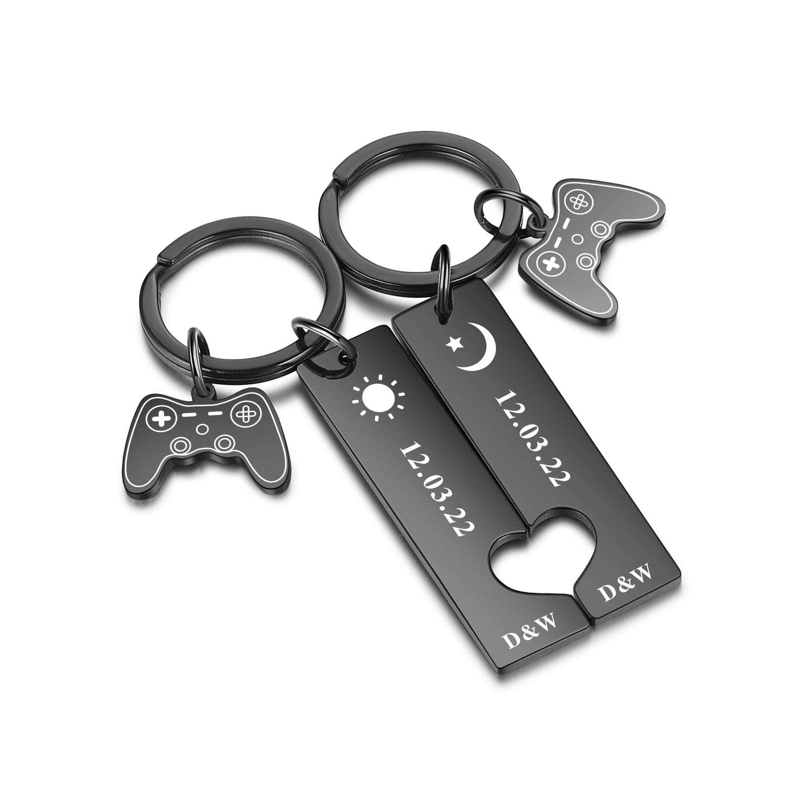 jewelaus Keychain Black Moon and Sun Couple Keychain