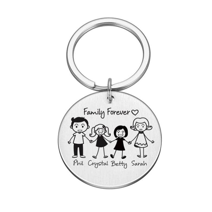 jewelaus Keychain Custom Round Family Keychain